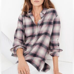 NWT Madewell Flannel Oversized Ex-Boyfriend Shirt in Lenore Plaid